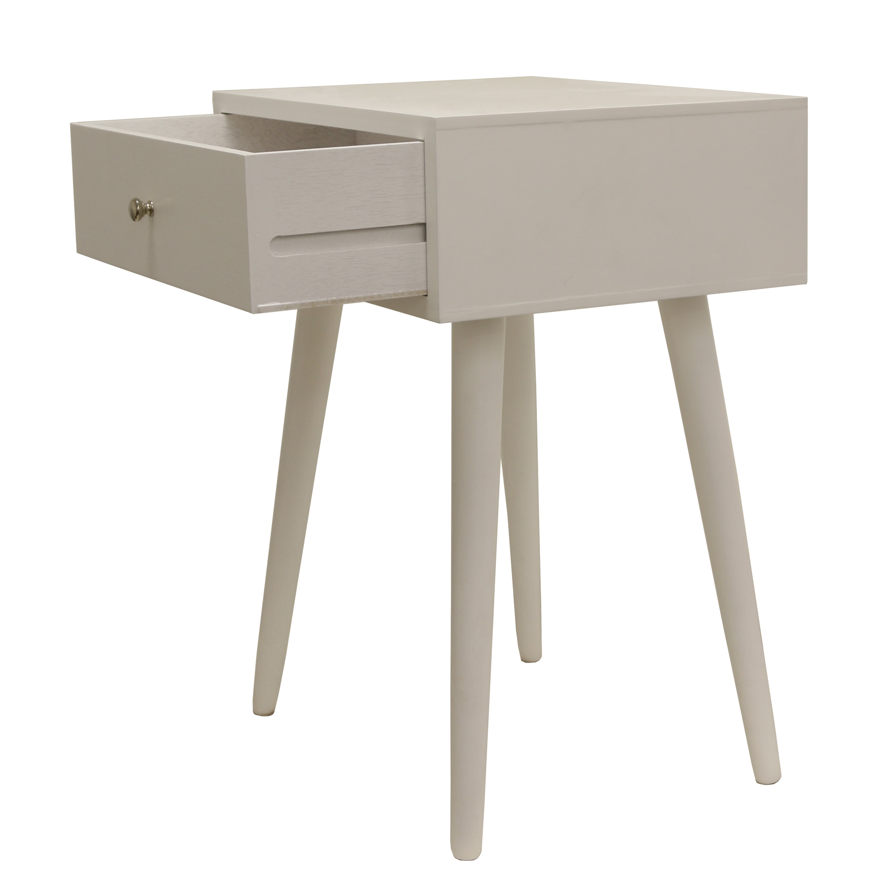 Decor Therapy Mid Century 1-Drawer Wood Side Table, 14'' x 18'' x 24'' - White