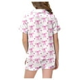 thumbnail image 4 of Silk Girls Pajamas Set Valentines Day Pajamas Short Sleeve Bow Button Down Nightwear Boys Pajama 8-9 Years, 4 of 5