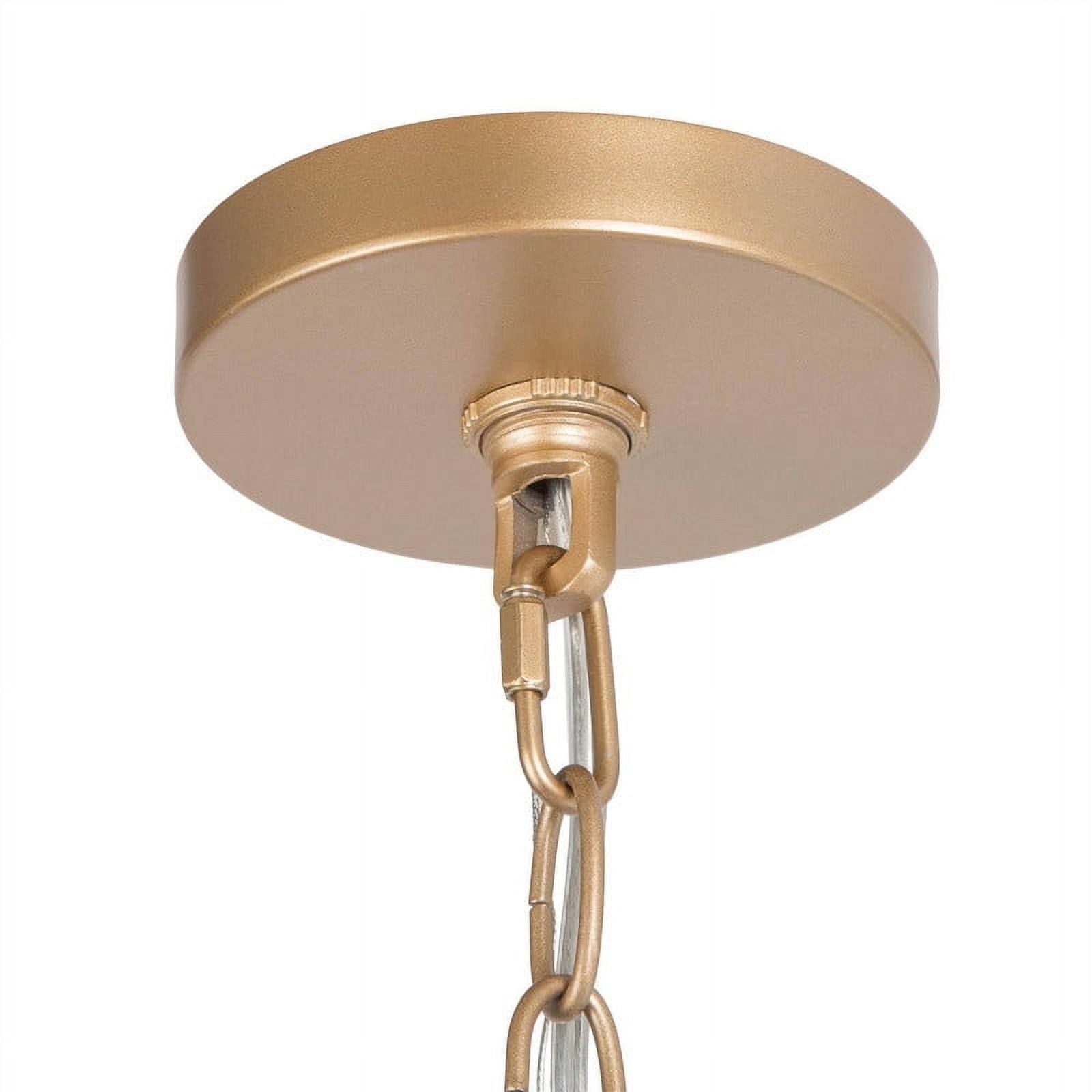 LNC 6-Light Gold Linear Chandelier with Frosted Glass for Kitchen or Dining Room