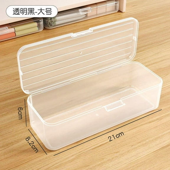 JMKQLZ Extra Large Capacity Plastic Pencil Box Stackable Translucent Clear Pencil Box Office/ Supplies Storage Organizer Box for Pens Erasers Pencils Markers