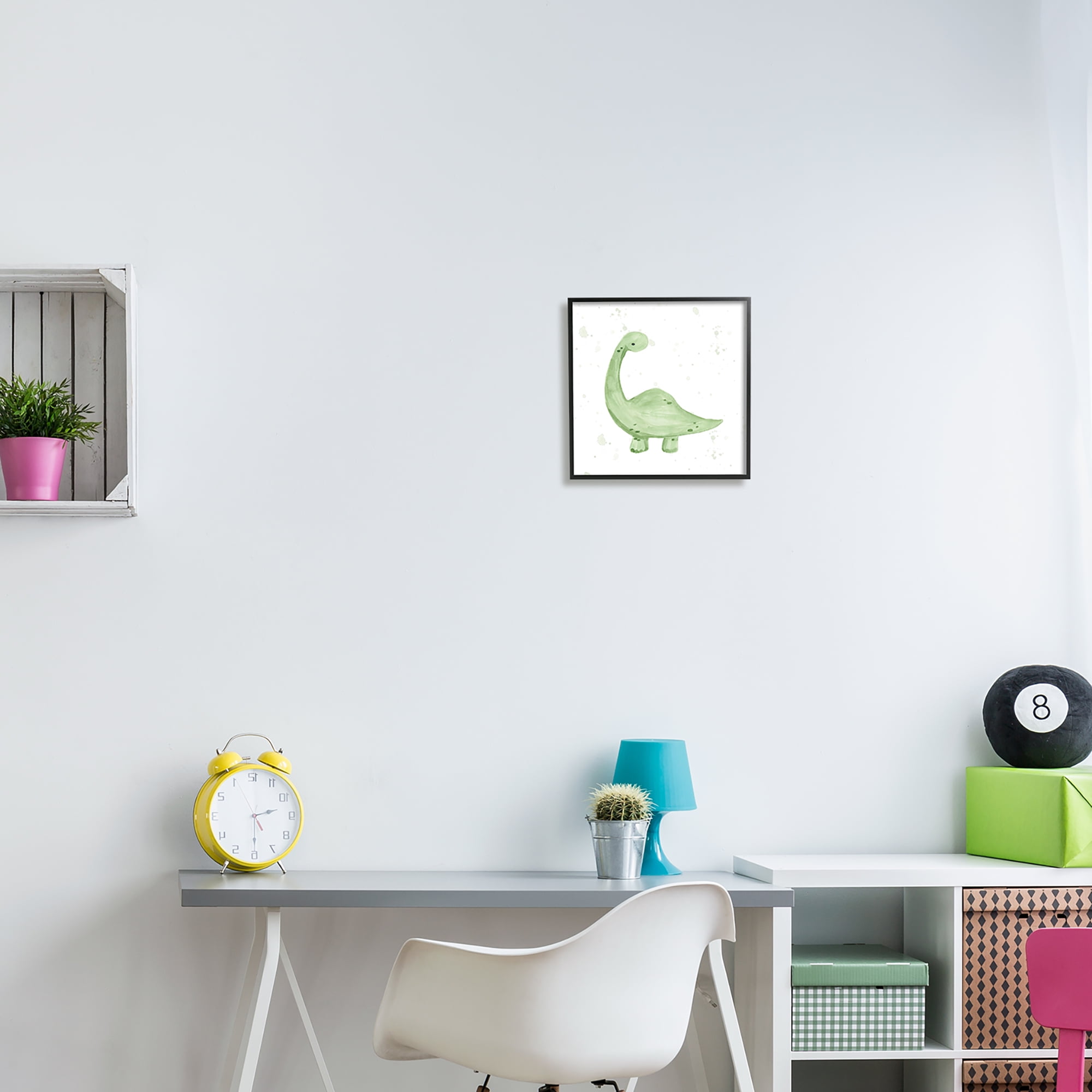 Stupell Soft Green Pastel Dinosaur Animals & Insects Painting Black Framed Art Print Wall Art