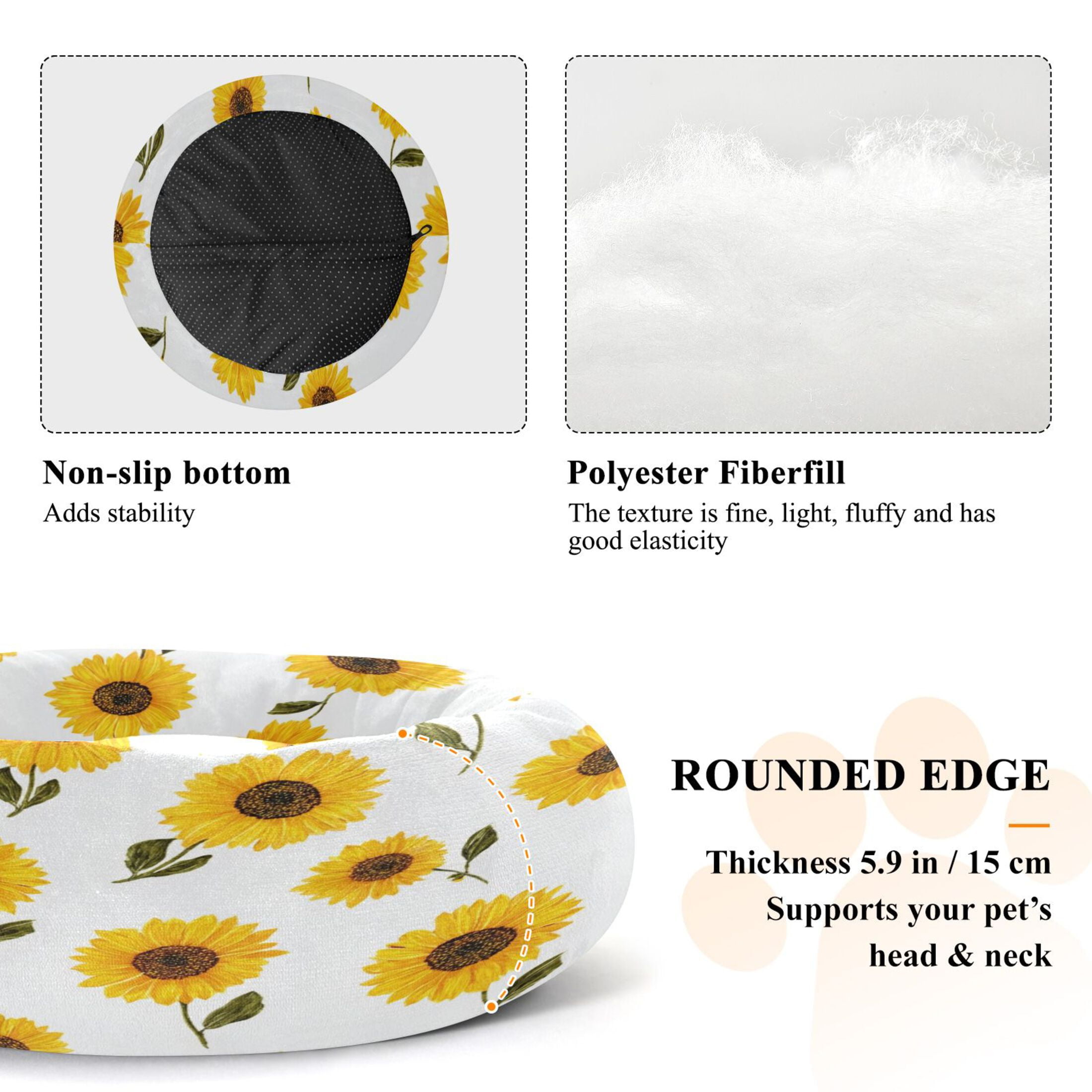 Iauyy Pet Couch Donut Cat Bed for Indoor Cats/Small Dogs Washable & Machine with Non-slip Bottom Calming Cat Furniture, Simple Yellow (M)
