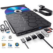 External CD/DVD Drive for Laptop, DVD Player for Laptop, 8 in 1 USB 3.0 Ultra-Slim Portable, CD Burner External Disk Drive Optical Compatible with Laptop Desktop Mac,Windows 11/10/8/7 Linux