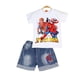 thumbnail image 2 of Trajes de niños Dibujos animados Verano Algodón Niños Camiseta Pantalones cortos de mezclilla Conjunto de ropa Traje de niños Ropa Vengadores Spiderman8T Gao Jinjia LED, 2 of 2