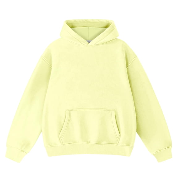 LIIPEE Women Hoodies Casual Long Sleeve Hooded Pullover Tops With Pocket Woman Breathable Indoor Outdoor Wear Sweatshirts,Yellow,L
