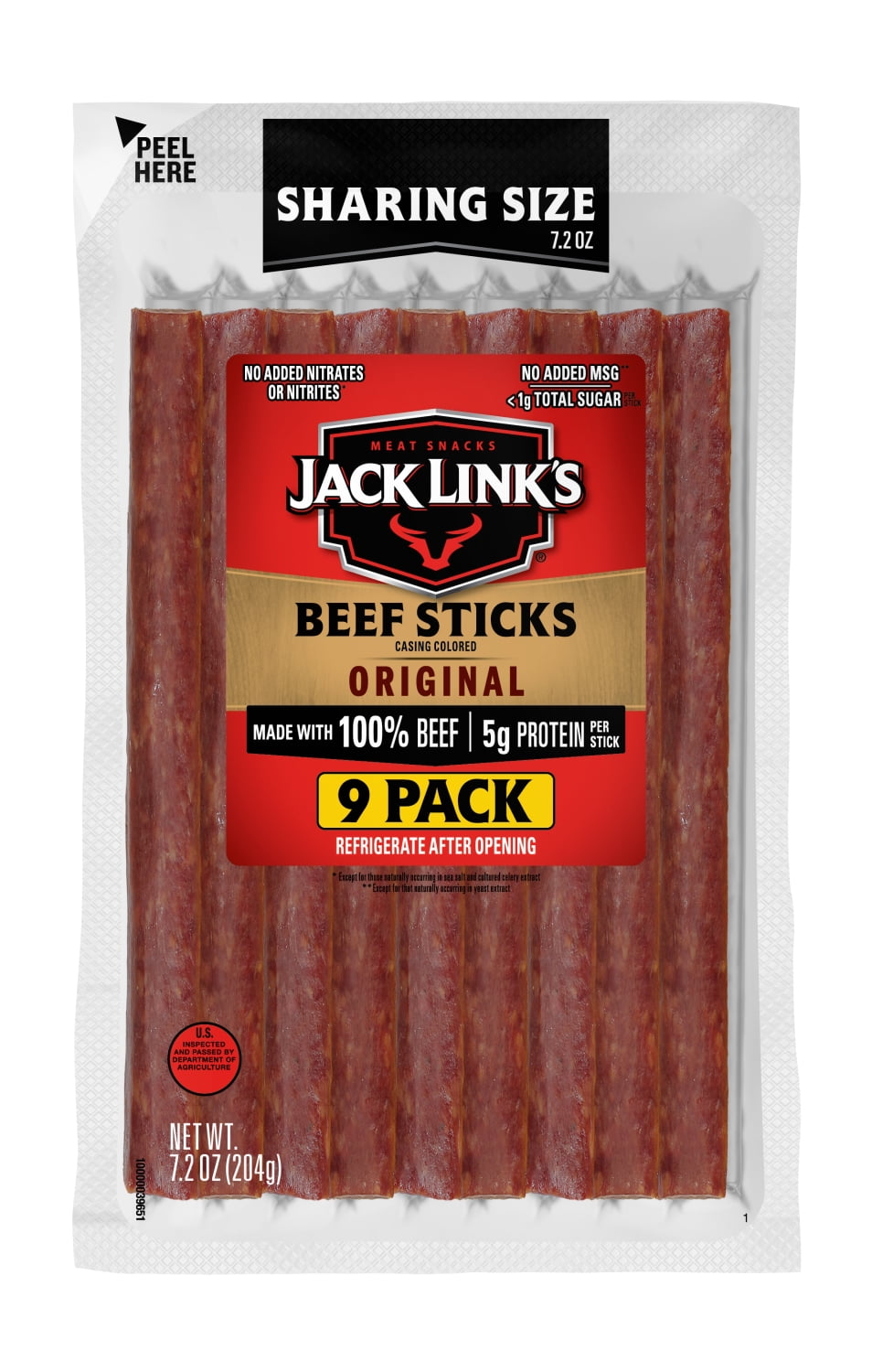 Jack Links Beef Sticks, Original. Meat Snack Multipack, 7.2oz