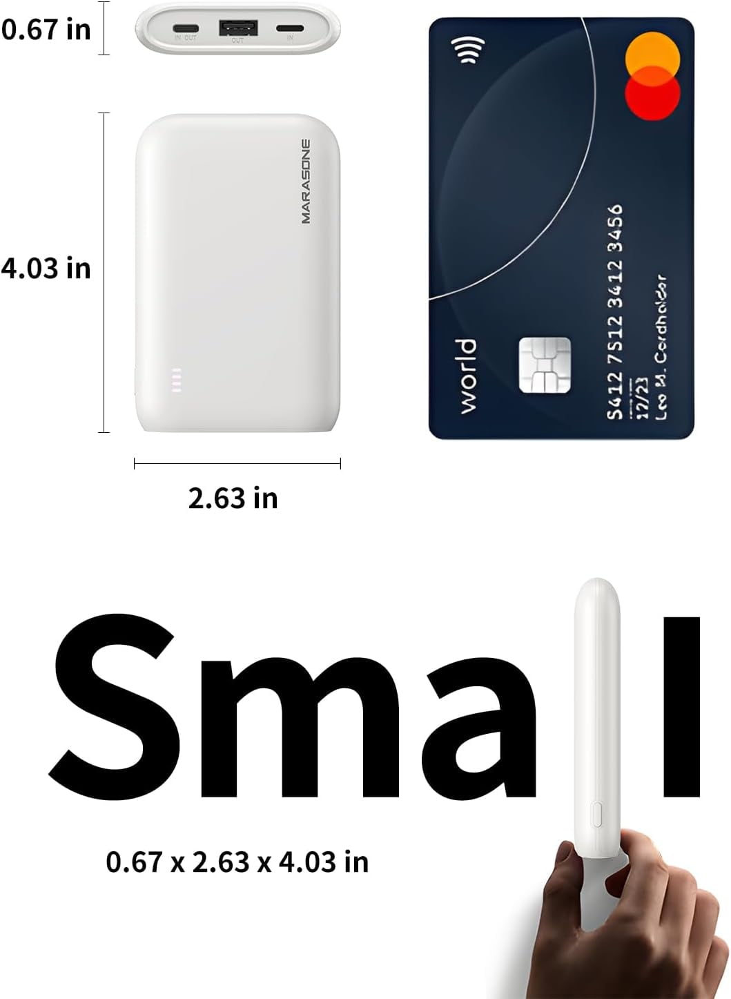 RGHJAR-Portable Charger,Slimmest 10000mAh 22.5W PD Fast Power Bank, USB C in&Out High-Speed Charging Battery Pack Compatible with iPhone 16 15 14 13 X Samsung S22 S21 Google iPad etc