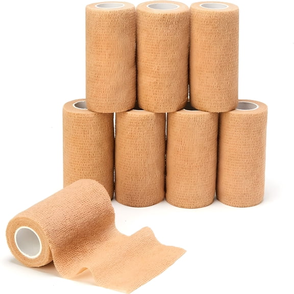 QARUN Cohesive Bandage Wrap (4 Inches X 5 Yards),8 Pack Self Adhesive Bandage Vet Wrap for First Aid,Sports,Ankle,Wrist,Sprains & Swelling,Human,Animals