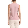 thumbnail image 3 of MODA NOVA V Neck Sleeveless Blouse Top for Juniors Chiffon Office Work Shirts Pink XL, 3 of 5