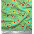 thumbnail image 1 of Soimoi Moss Georgette Fabric Floral,Circle & Bird Artistic Printed Craft Fabric by The Yard 42 Inch Wide, 1 of 1