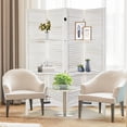 thumbnail image 3 of Hofitlead 4 Panel Room Divider with Shelves 5.6Ft Wooden Folding Screens Privacy Partition Wall for Bedroom Living Room Office, Warm White, 3 of 8