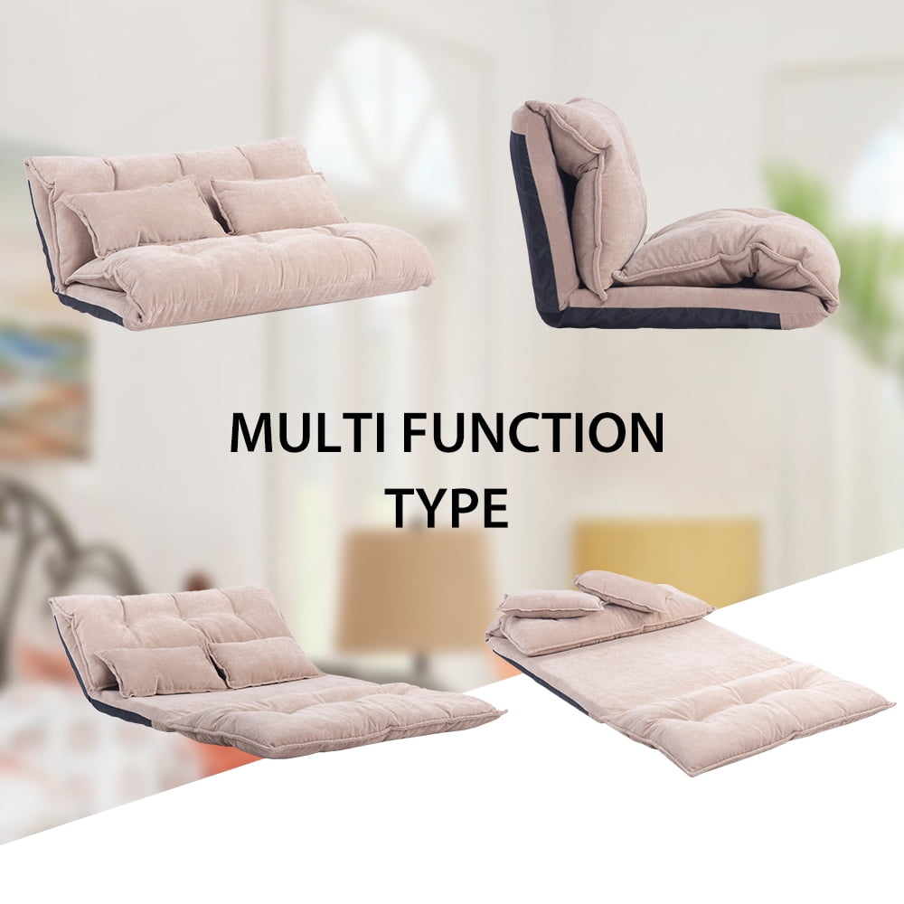 Kepooman Modern Adjustable Foldable Sofa Bed with Two Pillows, Beige Kepooman Modern Adjustable Foldable Sofa Bed with Two Pillows, Beige