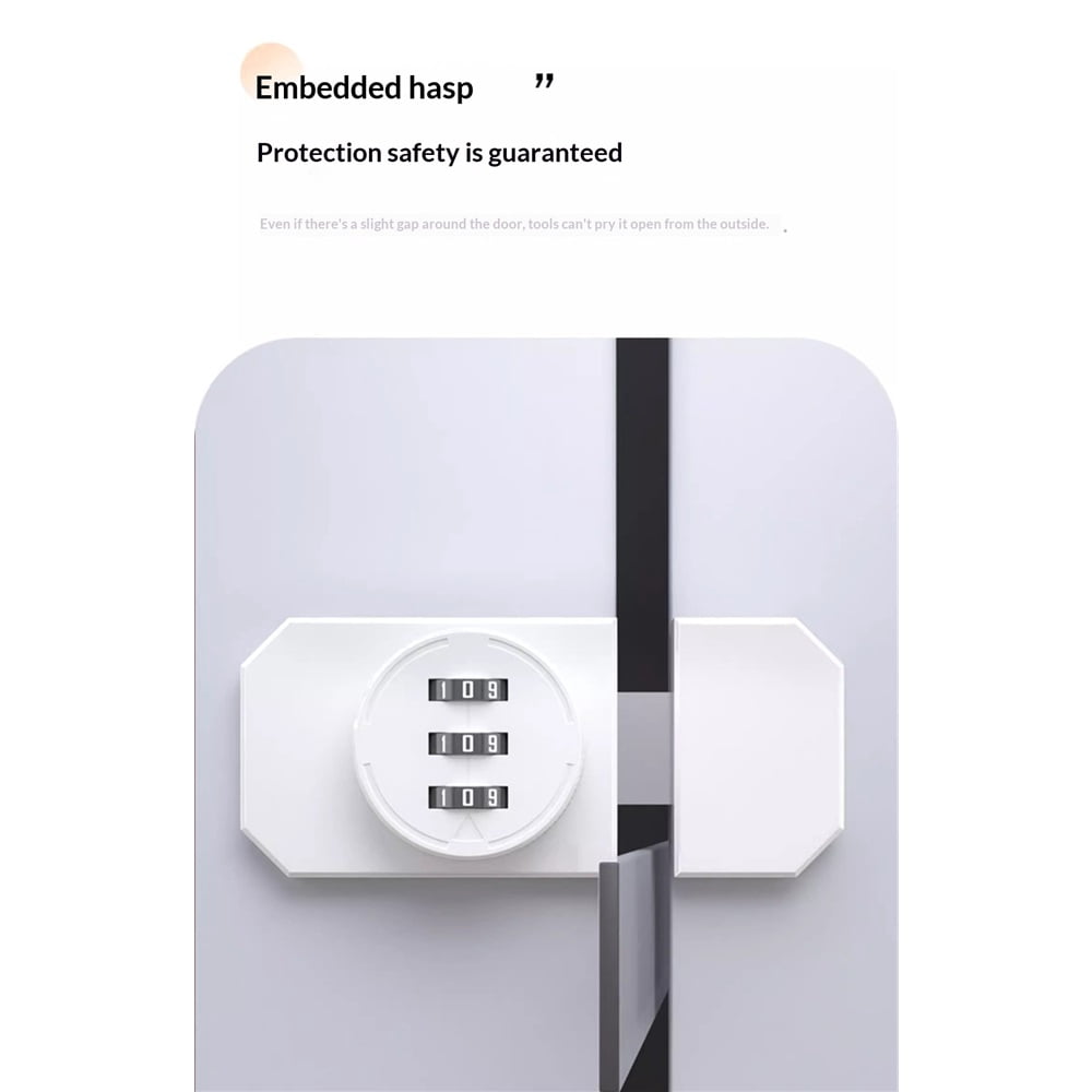 2 pack Cabinet Combination Door Lock, Mechanical Keyless 3-Digit Password Safety Locks, Stick-on Combination Latch for Locker, Barn, One-Way Door, Closet, Drawer（white）