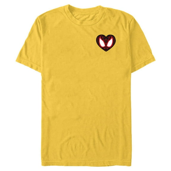 Marvel Spider-Man Miles Morales Valentine’s Day Heart Mask - Short Sleeve Blended T-Shirt for Adults - Customized-Yellow