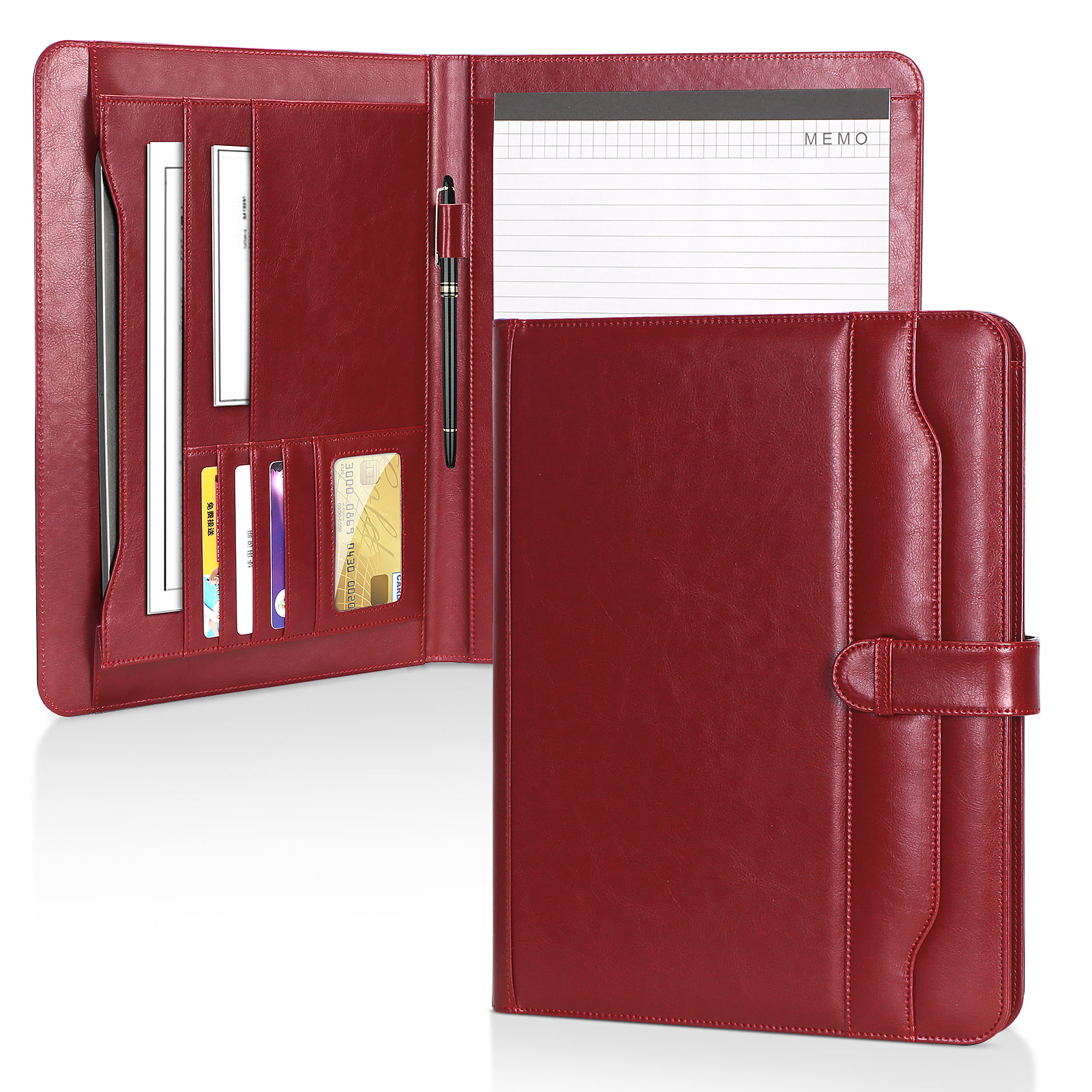 A4 Leather Conference Folder Portfolio Document Holder Organiser With Power Bank 