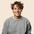 thumbnail image 4 of Dalix Flamingo Embroidered Fleece Crewneck Long Sleeve Sweatshirt Mens in Athletic Heather 2XL XX-Large, 4 of 5