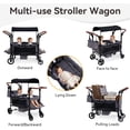 thumbnail image 5 of ICEELF 2-Seater Wagon Stroller for 2 Kids, Reversible Seats, Removable Canopy, Snack Tray, Large Storage, Foldable, Adjustable Double Push Handles, Gray, 5 of 10