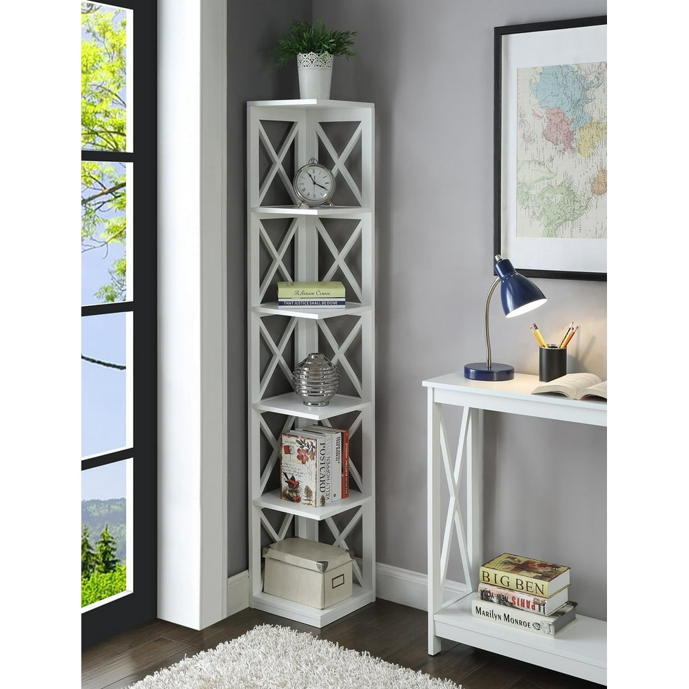 Convenience Concepts Oxford 5Tier Corner Bookcase, White