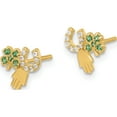 thumbnail image 2 of 14K Yellow Gold Green And Clear Cz Clover Horseshoe Hamsa Post Earrings (Width 7.9) (Length 7.7) - Jbsp, 2 of 5