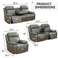 thumbnail image 4 of Power Leather Recliner Chair with LED Lights,Leather Chair,Living Room Furniture Sets with USB Port(Dark Grey Reclining Chair /1 Piece), 4 of 5