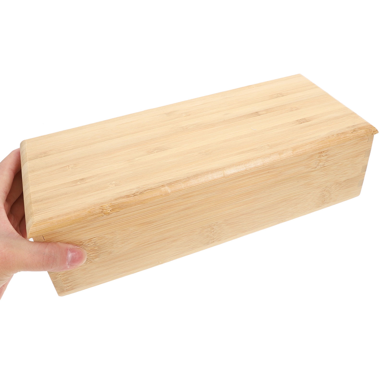 FRCOLOR Bamboo Drawer Organizer Storage Box with Lid for Kitchen Silverware Tray Utensil Organizer Cutlery Holder Containers