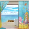 thumbnail image 3 of Coolnut Underwater Mermaid Box Sheer Gauze Door Curtain Window Curtain Drapes for Living Room Kids Bedroom Window Treatment W55 x L78 In 2 Panels, 3 of 3
