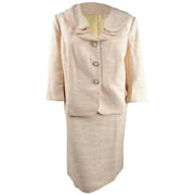 Women's Ruffle Collar Metallic Business Suit Skirt Set (22W, Peach)