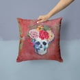thumbnail image 2 of Carolines Treasures BB5130PW1414 Day of the Dead Red Flowers Skull  Fabric Decorative Pillow  14Hx14W multicolor, 2 of 4