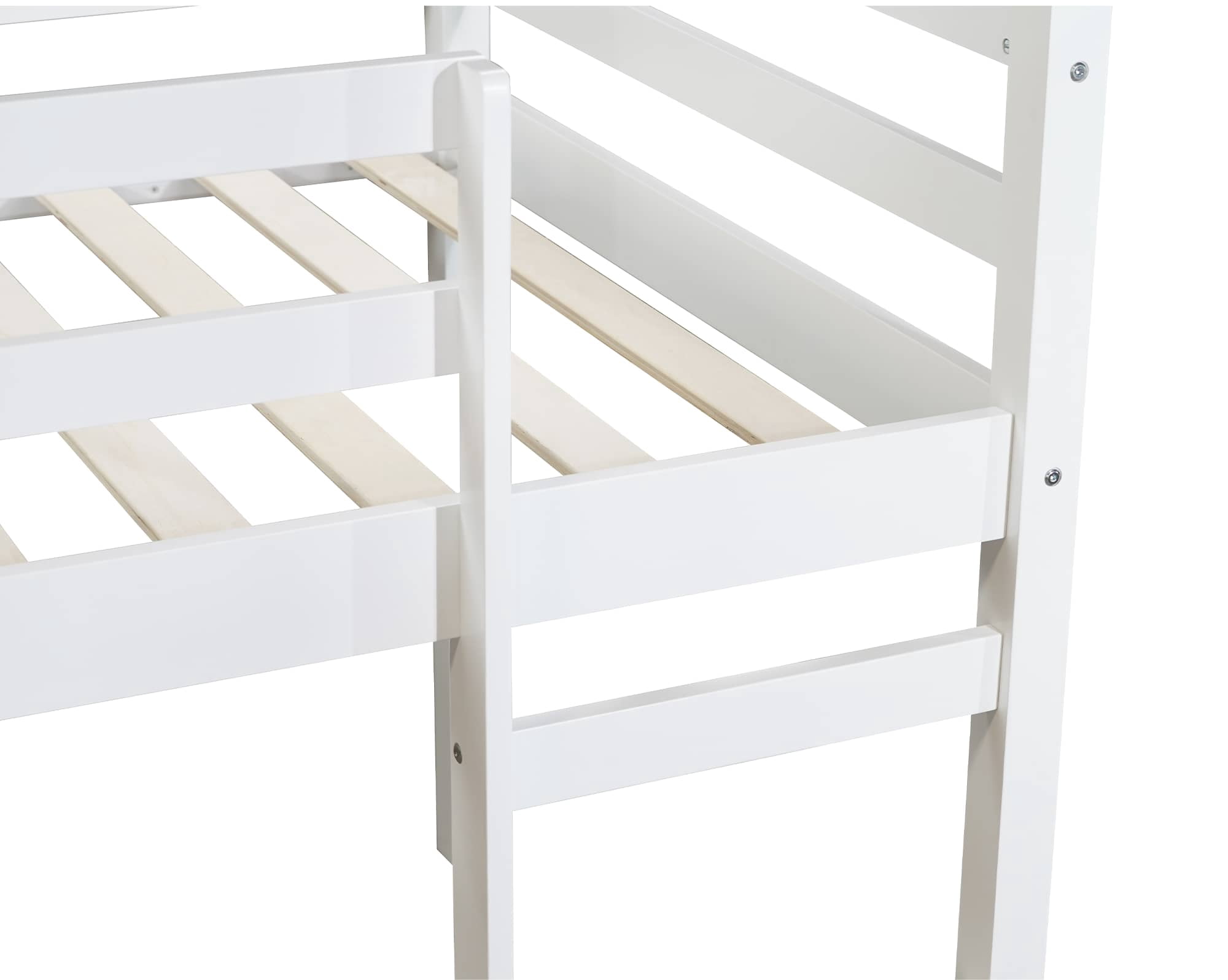 MAYEERTY Twin Loft Bed, with Ladder, Bed Platform of Strengthened Slats , White