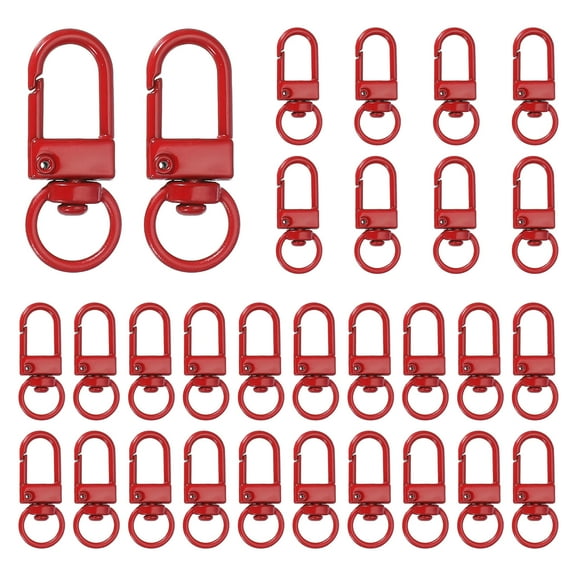 30pcs Metal Lobster Claw Clasps, Swivel Lanyards Trigger Snap Hooks Keychain Strap with Key Ring for Jewelry Making Purse Bag Key Chains Connector, Red