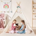 thumbnail image 2 of Tiny Land Teepee Tent for Kids, Foldable Play Tent with Mat,  Portable Indoor & Outdoor Canvas Playhouse for Toddlers, 2 of 9