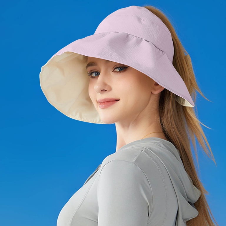 FAWUUDO Sun Hats for Women UV Protection Wide Brim Ponytail  display picture 1