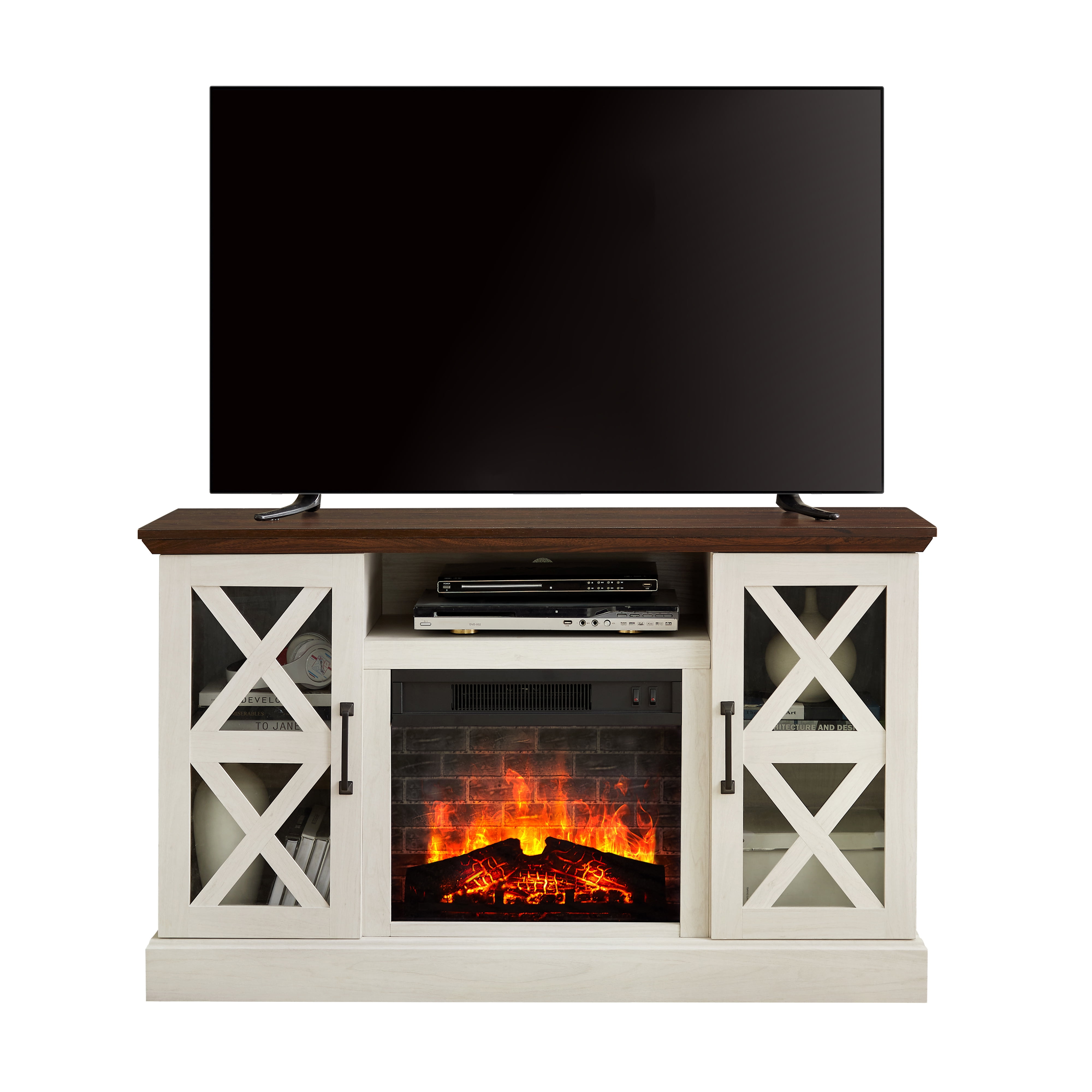 Mainstays Farmhouse Fireplace TV Stand for TVs up to 55