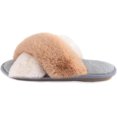 thumbnail image 2 of Zizor Women's Open Toe Fluffy Cross Band Slippers Slip on, 2 of 5
