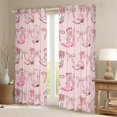 thumbnail image 2 of Homewish Pink Ribbon Bow Black Out Curtains,Rustic Cowgirl Boots Curtains Pack of 2 (42x63 Each),Pink Kawaii Bowtie Bedroom Curtains For Girls,Breathable Home Decor, 2 of 6