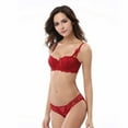 thumbnail image 2 of Varsbaby Women's Bra and Panties Set Lace Panties and Thongs Lingerie Set 3 Pce, 2 of 4