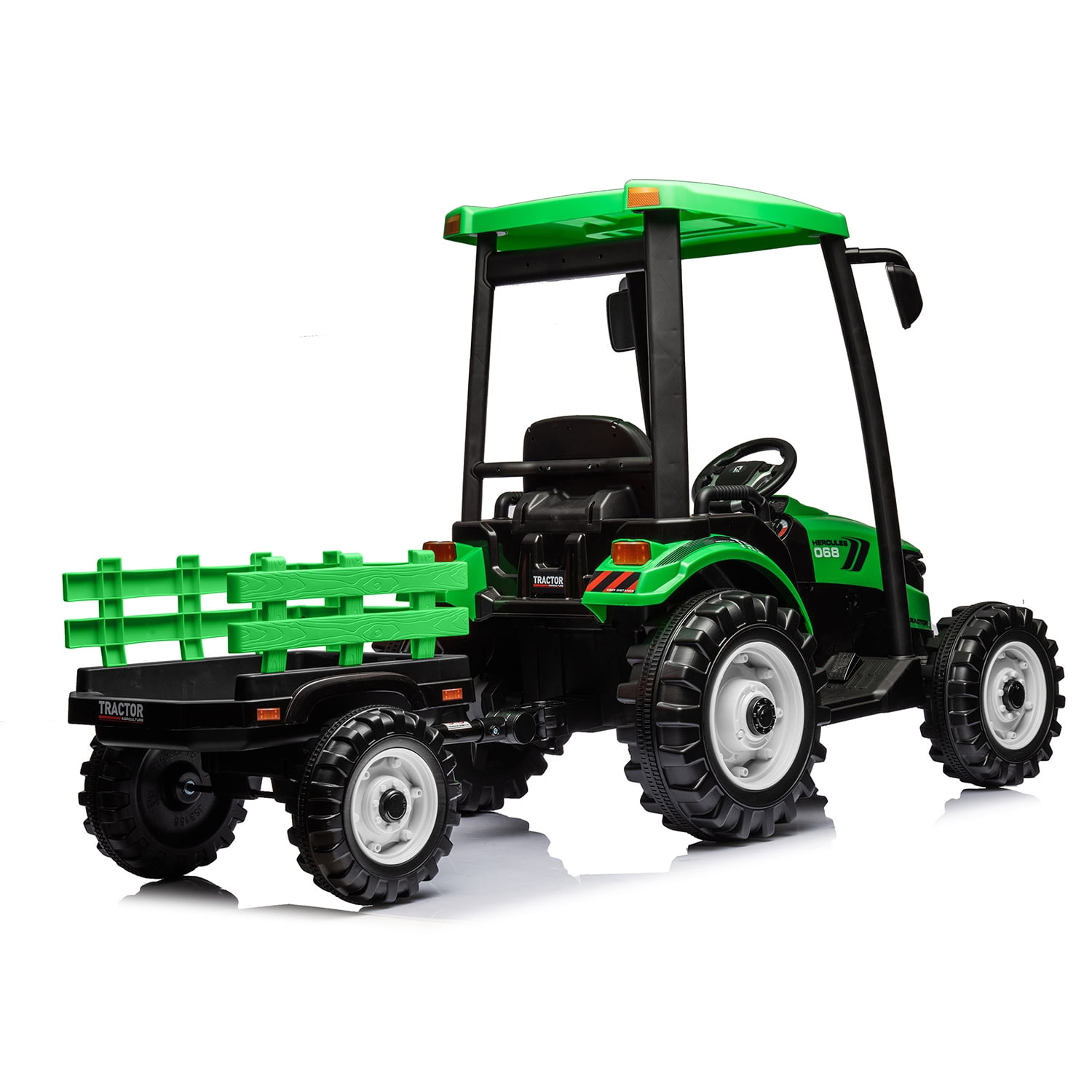 CIPACHO Ride On Tractor, 24V Powered Construction Vehicles for Kids with 3-Gear-Shift Ground Loade, Kids Car with Trailer, Green CIPACHO Ride On Tractor, 24V Powered Construction Vehicles for Kids with 3-Gear-Shift Ground Loade, Kids Car with Trailer, Green