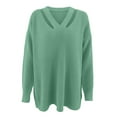 thumbnail image 3 of Womens V Neck Oversized Fall Sweater Sexy Long Sleeve Knit Pullover Top, 3 of 6