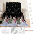 thumbnail image 5 of Black Christmas Snowman Throw Blanket for Couch, Soft Lightweight Flannel Fleece Blanket, Winter Xmas Tree Snowflakes Microfiber Plush All Season Decorative Blankets Gifts for Sofa Bed Office 40"x60", 5 of 9