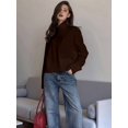 thumbnail image 5 of Women'S High Collar Sweater Chunky Long Sleeve Knitted Pullover Trendy Fall Winter Basic Jumper Top Brown L, 5 of 8