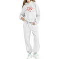 thumbnail image 3 of LEKWK Girls 2-Piece Outfit Set Heart Outline Graphic Pullover Hoodie Elastic Waist Joggers Sweatsuit Little Kid Casual Warm Winter Activewear Playwear, 3 of 5