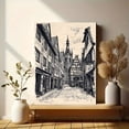 thumbnail image 6 of European Old Town Street Woodcut Style Canvas Print/Wall Art， Suitable for Living Room， Bedroom， Office， Dining Room， and Hallway Decoration., 6 of 8