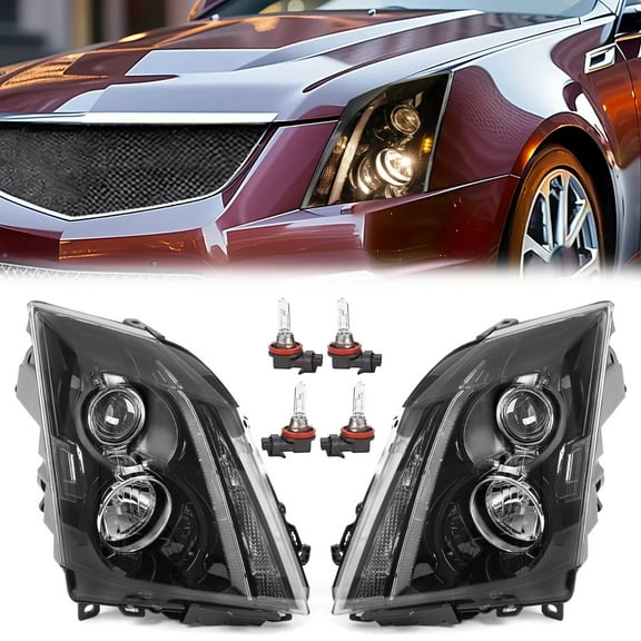 For 2008-2014 15 Cadillac CTS CT-S Headlights Assembly Pair Left Right Headlamp