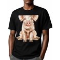 thumbnail image 2 of Men's T-Shirt Pigs Squatting Pig Animal Short Sleeve Casual Tee Classic Crew Neck T-Shirt for Men, 3XL, 2 of 7