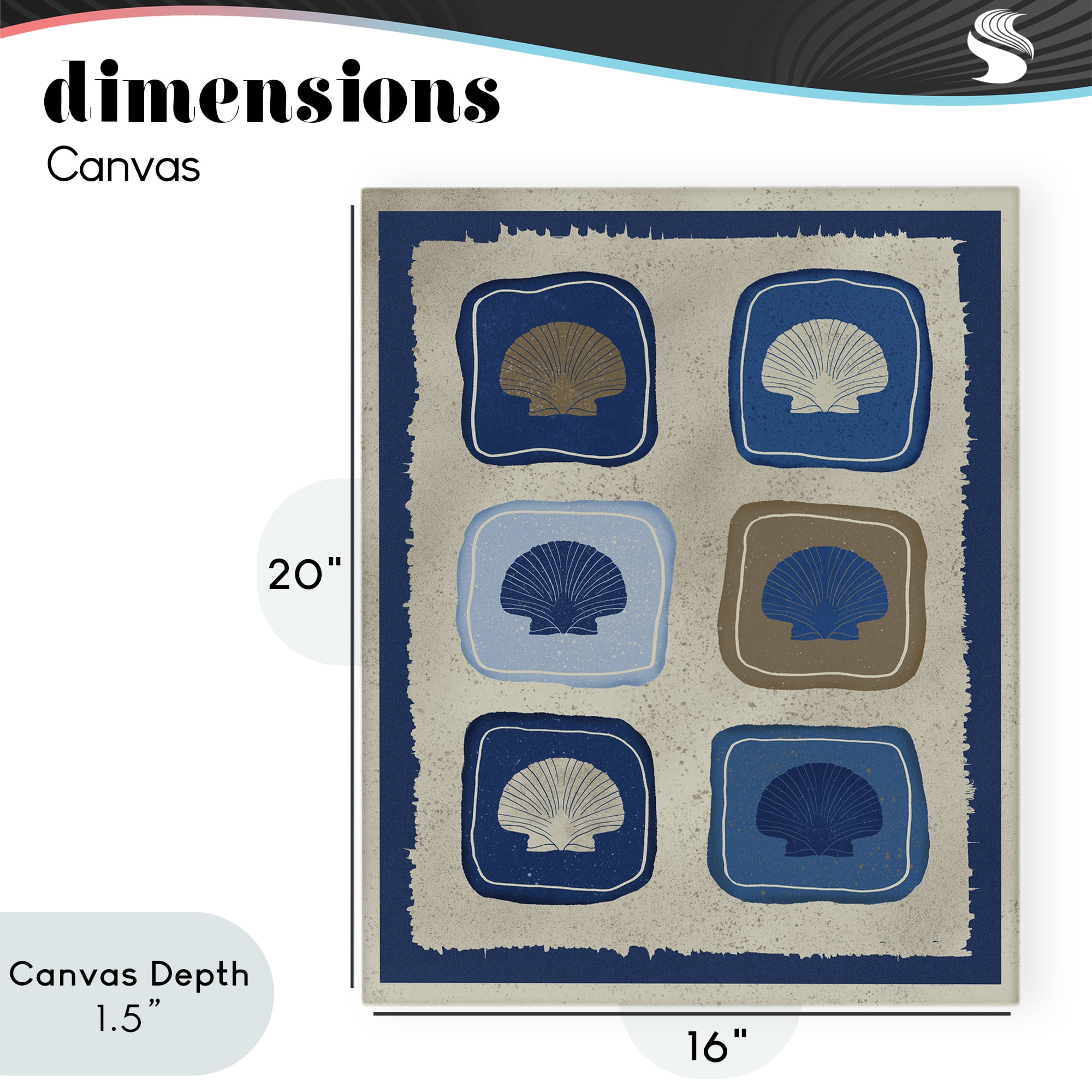 Stupell Industries Nautical Block Shells Canvas Wall Art, design by Julia Frost