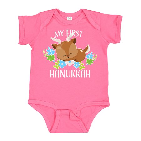 

Inktastic My First Hanukkah with Reindeer and Blue Flowers Gift Baby Boy or Baby Girl Bodysuit