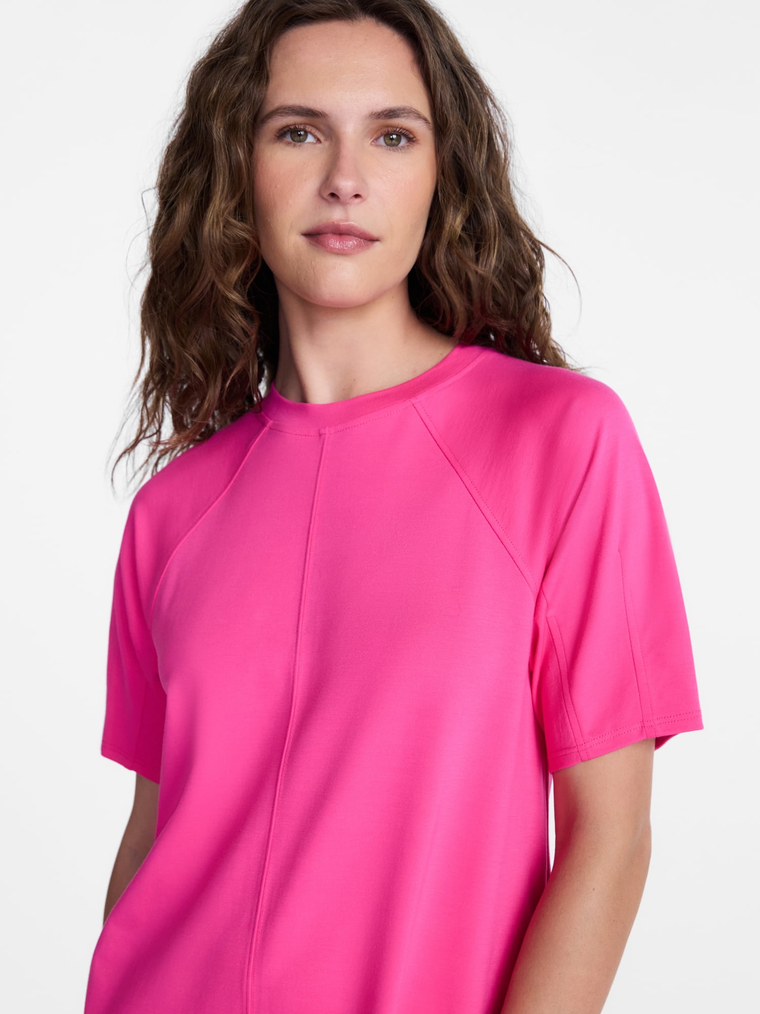 Time and Tru Women's Seamed Mini Dress with Short Sleeves, Sizes XS-XXXL