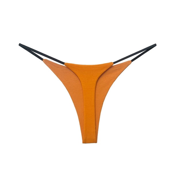 Bikini sexy de cintura baja con doble tanga de algodón para mujer, ropa interior en forma de T