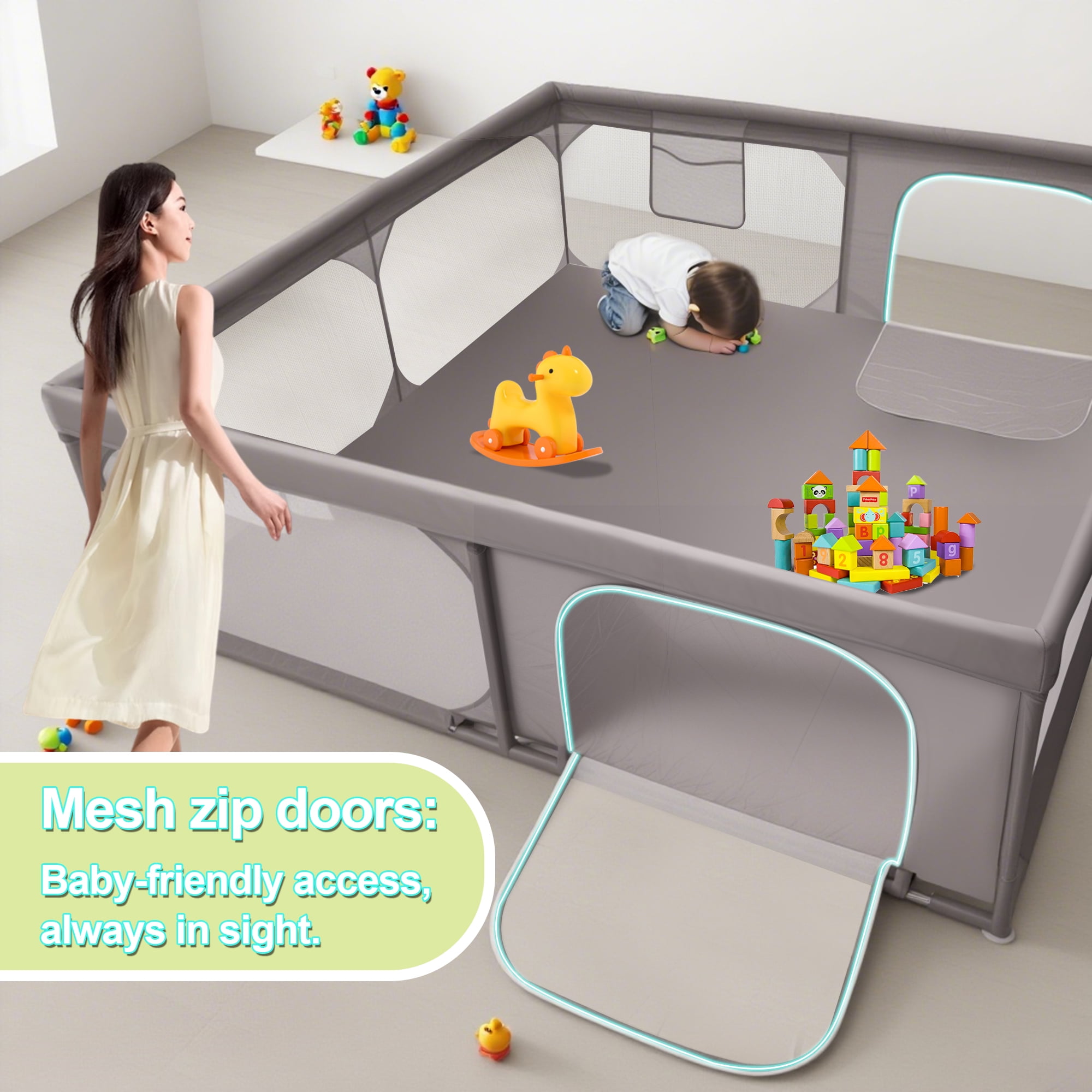 XDMTWLKJ Baby Playpen 79x79 in Extra Large Play Yard Gate Fence for Babies and Toddlers