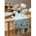 thumbnail image 3 of Hokiten Table Runners 120 Inches Long Dress Scarves, Coastal Seagull Farmhouse Coffee/Dining/Kitchen Table Runner for Living Room, Summer Beach Vintage Nautical Sailboat 13x120 Inch, 3 of 7